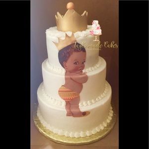 African American Prince baby shower cake